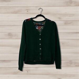 Modcloth rare floral birds green cardigan Size medium